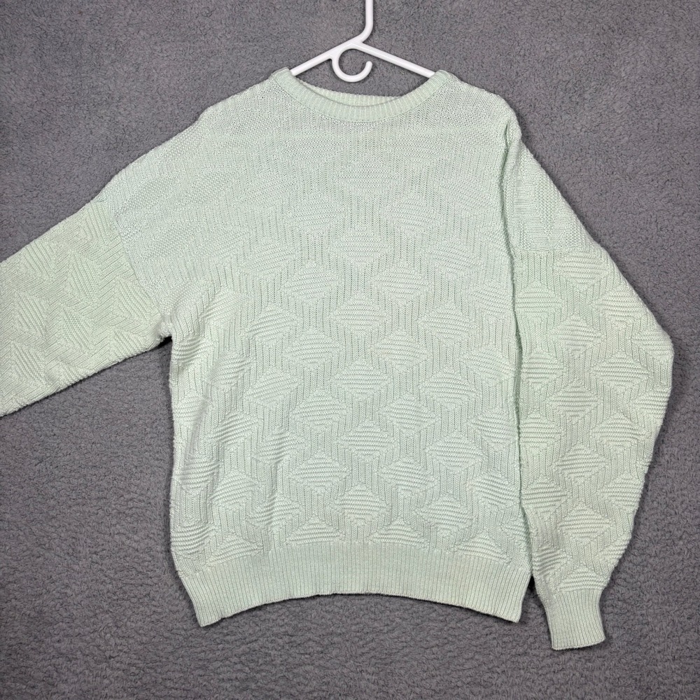 United States Sweaters Mens Large Mint Green Geometric Diamond Knit Pullover USA